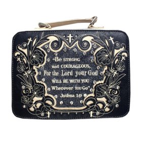 Pewter/Black Christian Bible Embroidery Case