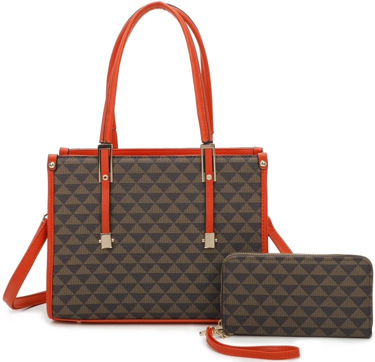 Brown/Orange Fashion Fashion 2-in-1 Shoulder Bag Set