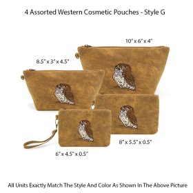 4 Assorted Western Cosmetic Pouches - Style G