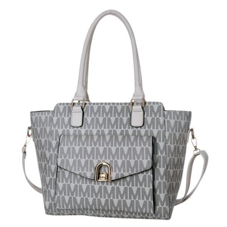Gray Signature Inspired Fashion Tote Bag.