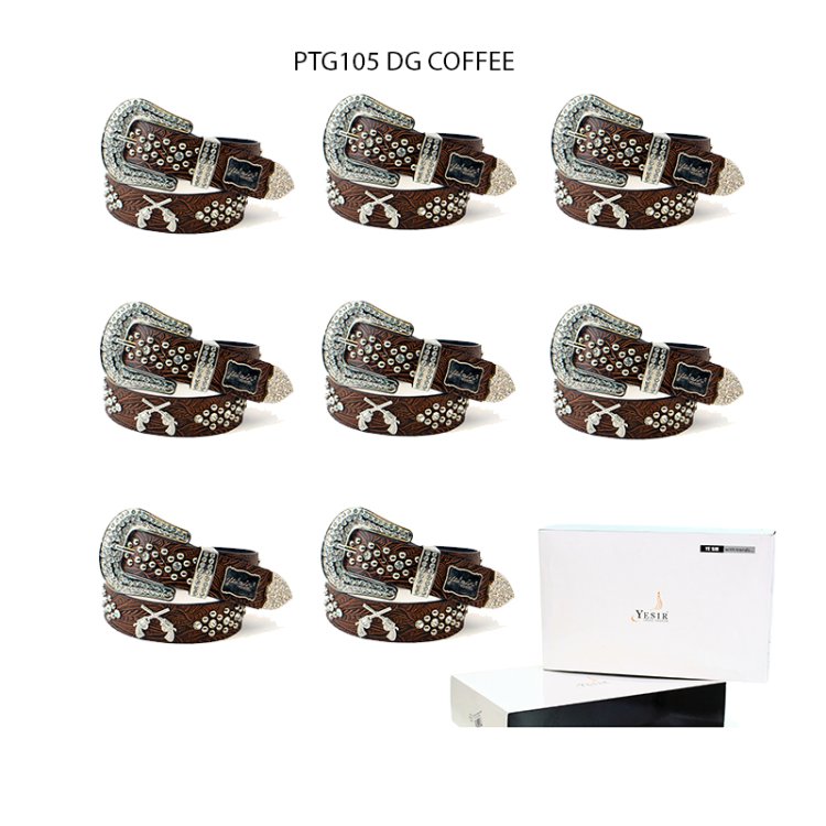 8-Pack Coffee D.Gun Rhinestone Studded Belt