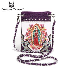 Purple Mini Messenger Bag Lady of Guadalupe - GUD 5397