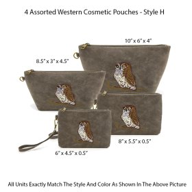 4 Assorted Western Cosmetic Pouches - Style H