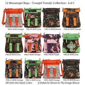 12 Crossbody Purses 'Cowgirl Trendy' Collection - Lot C
