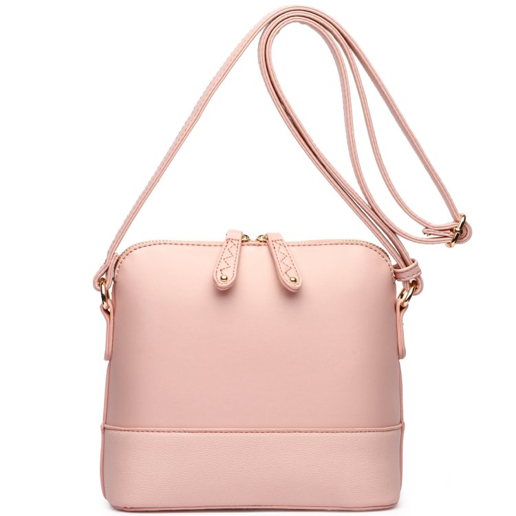 Pink Fashion Top Zip Crossbody Bag