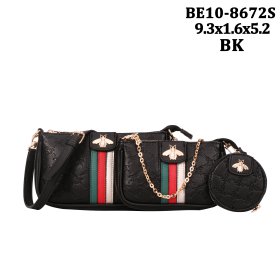 Black 3-Piece Signature Inspired Fashion Handbag Set
