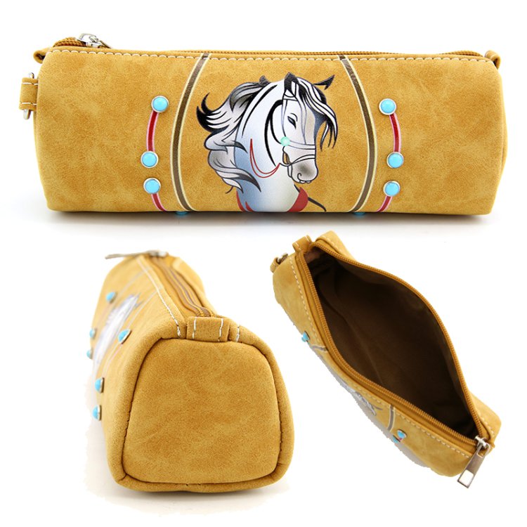 Camel Western Coin Purse Wallet Pouch Makeup Bag