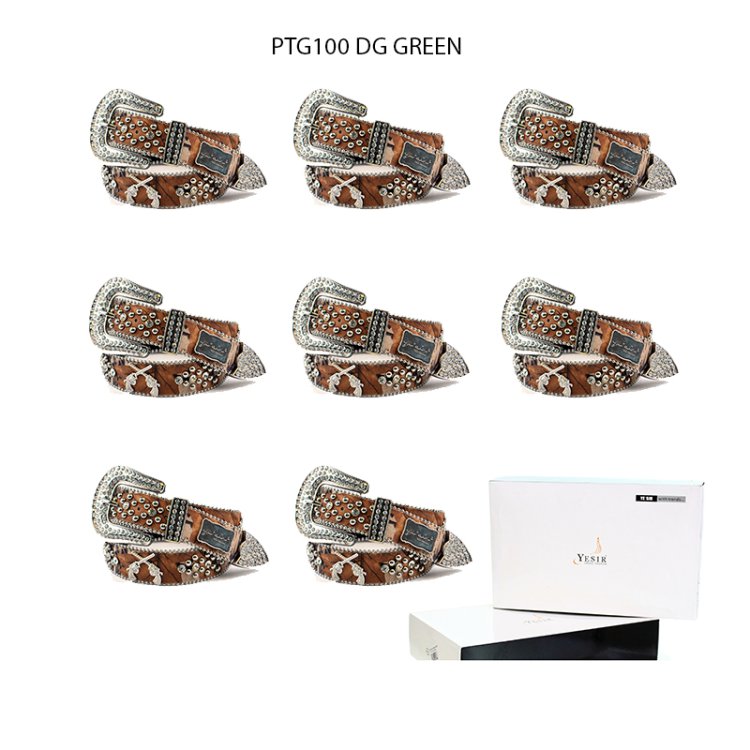 8-Pack Green Dg Rhinestone Studded Belt Close Out