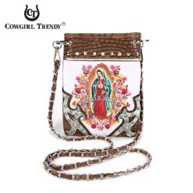 Brown Mini Messenger Bag Lady of Guadalupe - GUD 5397