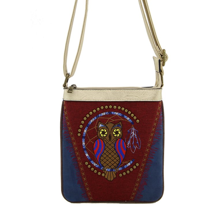 Classic Western Owl Embroider Concealed Carry Crossbody Purse