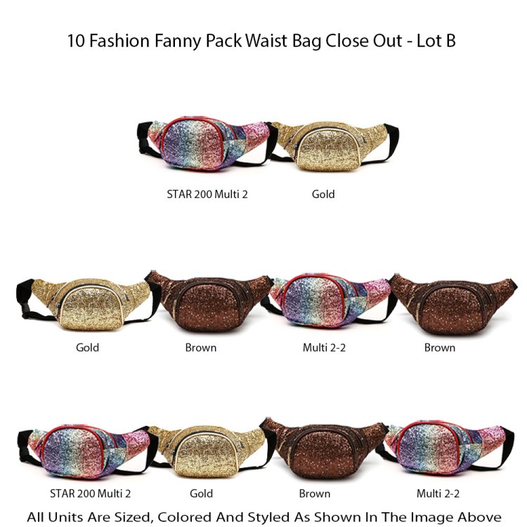 10 Fashion Fanny Pack Waist Bag Close Out - Lot B