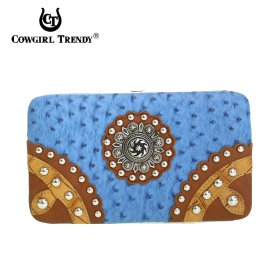 Blue Western Cowgirl Trendy Hard Case Wallet