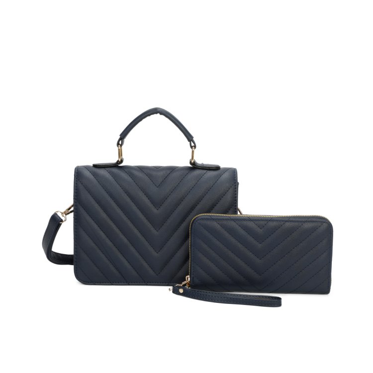 2 IN 1 Elegant Quilted Top Handle Shoulder bag with Wallet