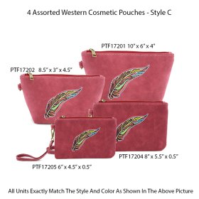 4 Assorted Western Cosmetic Pouches - Style C