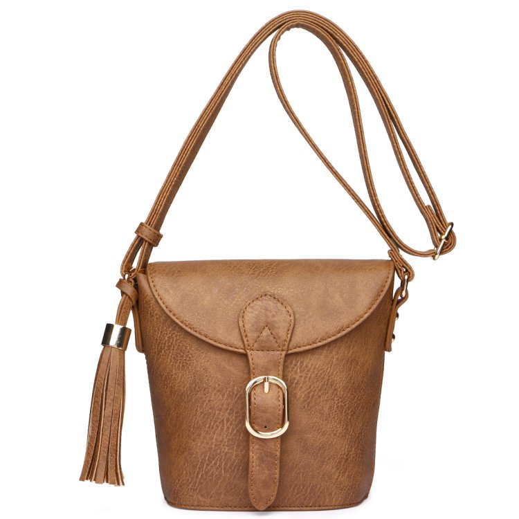 Brown Flap Over Crossbody Purse With Shoulder Strap