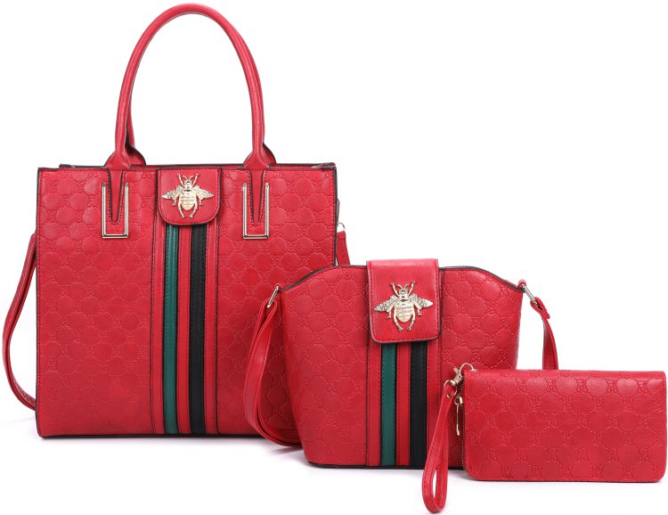 Red Fashion Bee Style 3-Piece Purse Set