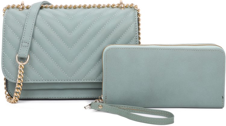 Green Fashion Crossbody Bag & Wallet Set