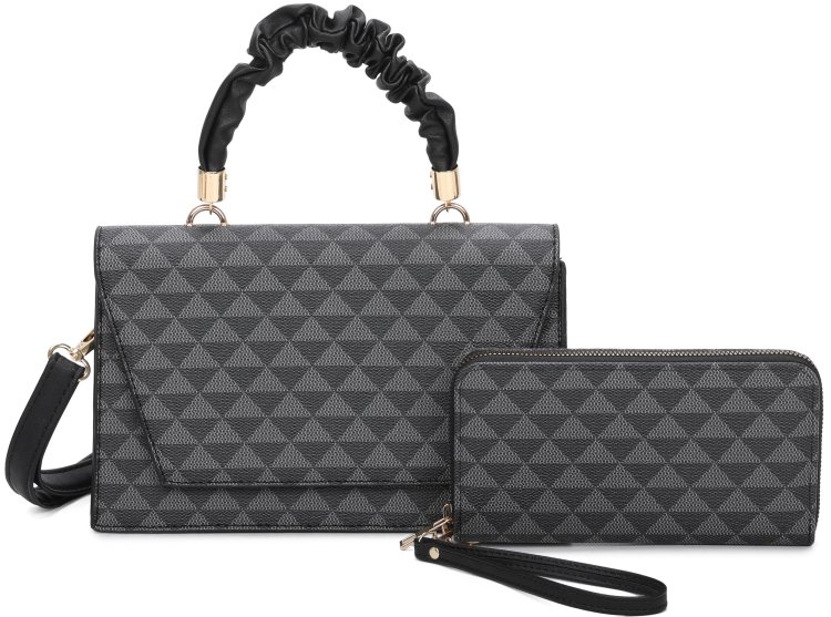 Black/Black Fashion Crossbody Bag & Wallet Set