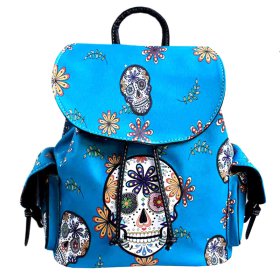 Turquoise Large Sugar Skull Backpack Concealed Carry