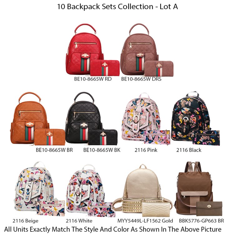 10 Backpacks With Wallet Collection - Lot A