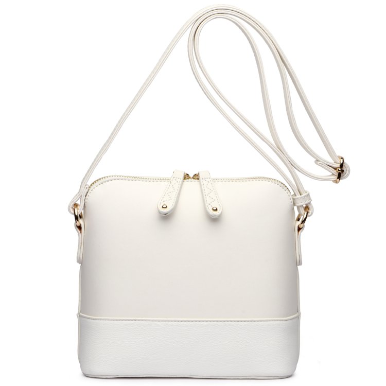 White Fashion Top Zip Crossbody Bag