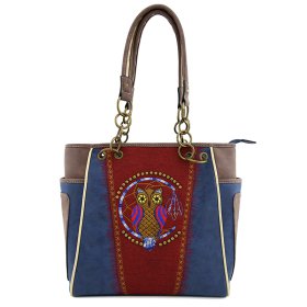 Classic Western Owl Embroidered Concealed Carry Tote Bag