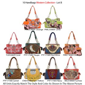 10 Handbag Premium Western Cowgirl Collection Close Out - Lot B