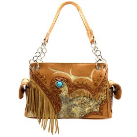 Tan Premium Fringe Multi-Ring Concealed Carry Purse