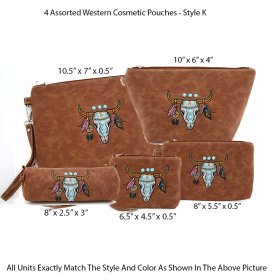5 Assorted Western Cosmetic Pouches - Style K