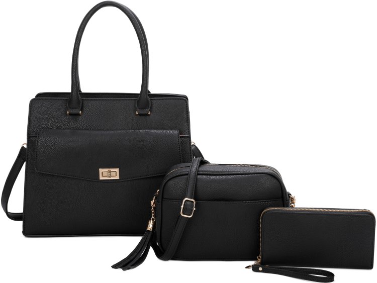 Black 3-Piece Fashion Handbag Set