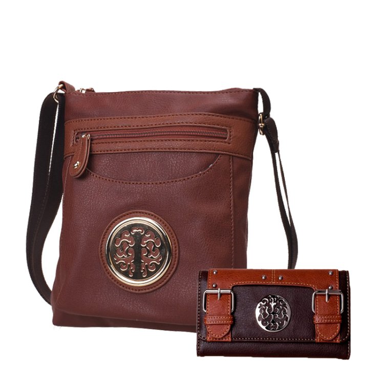 Brown Signature Style Crossbody Purse With Wallet