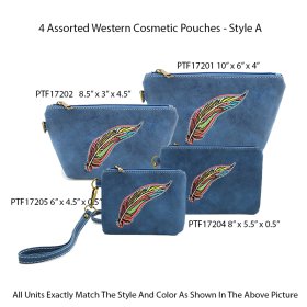 4 Assorted Western Cosmetic Pouches - Style A