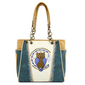 Classic Western Owl Embroidered Concealed Carry Tote Bag.