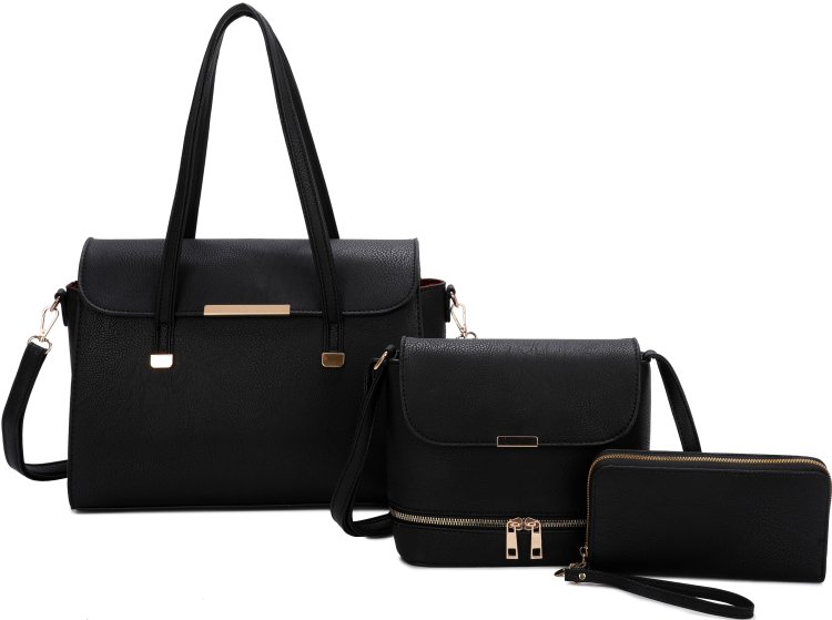 Black 3-Piece Stylish Handbag Set