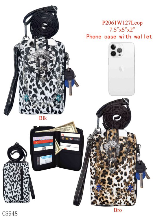 Black Western Leop Printed W/ Buckle Deco Phone Case