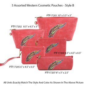 5 Assorted Western Cosmetic Pouches - Style B