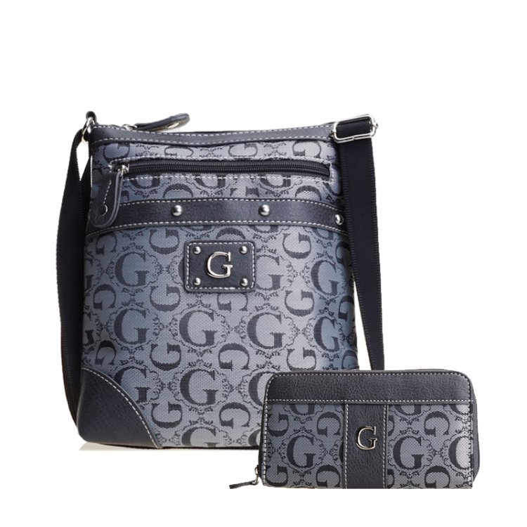 Gray Signature Style Crossbody Purse With Wallet