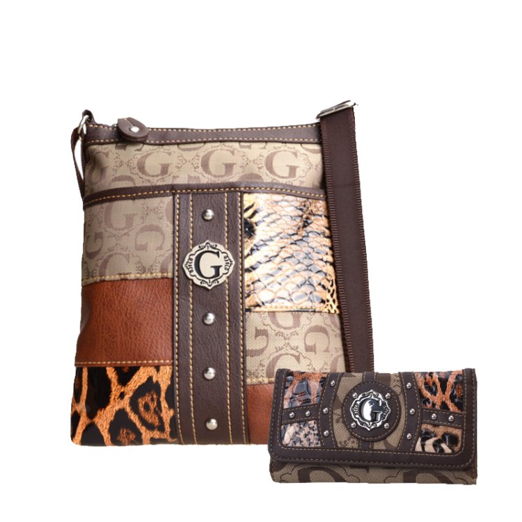 Brown Signature Style Crossbody Purse With Wallet