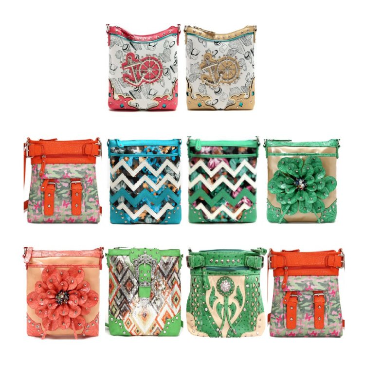 10 Western Cowgirl Trendy Crossbody Purses - Lot B