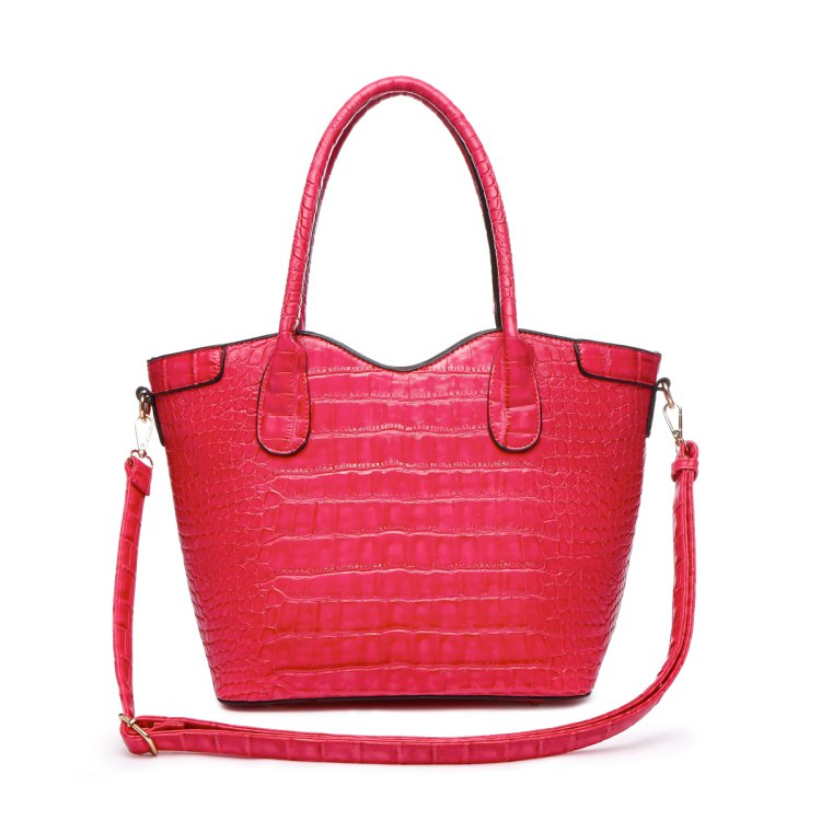 Fuchsia Top Handle Crocodile Shopper Handbag