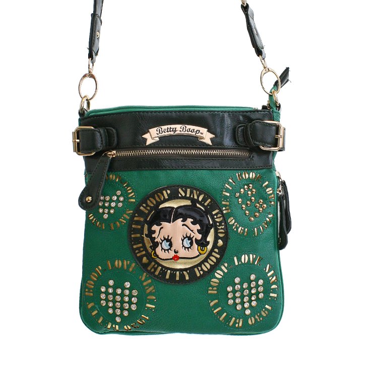 Green Betty Boop Rhinestone Accents Crossbody Bag