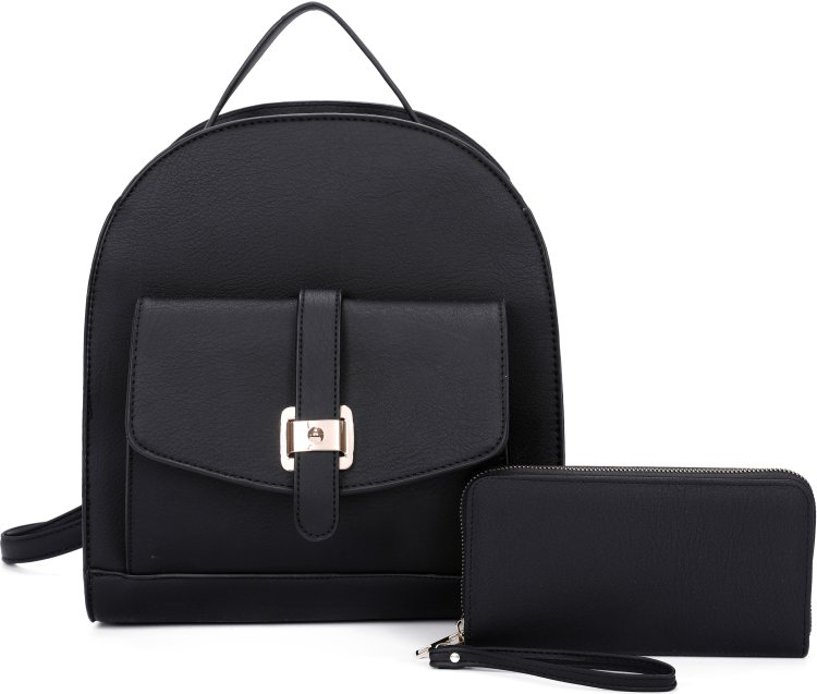 Black Stylish Backpack & Wallet Set