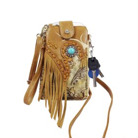 Western Fringe Embroidery hipster Crossbody Style Purses Phone Bag