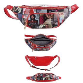Red Magazine Print Fanny Pack