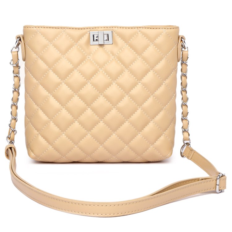 Beige Quilted Fashion Crossbody Bag