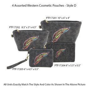 4 Assorted Western Cosmetic Pouches - Style D