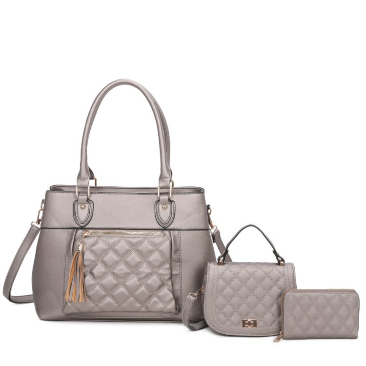 Fashion Quilted Top Handle 3-in-1 Satchel