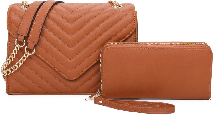 Brown Fashion Crossbody Bag & Wallet Set