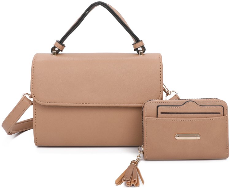 Khaki Fashion Crossbody Bag & Wallet Set