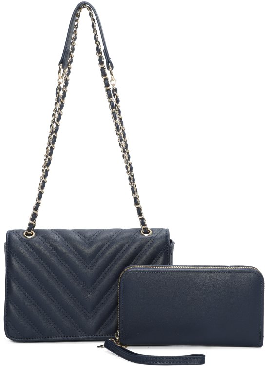 Chevron Quilted Flap 2-in-1 Satchel Set